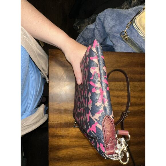 Fossil Black Pink And Tan Clutch Crossbody Handbag Leather 11x7 Inch - Picture 8 of 16